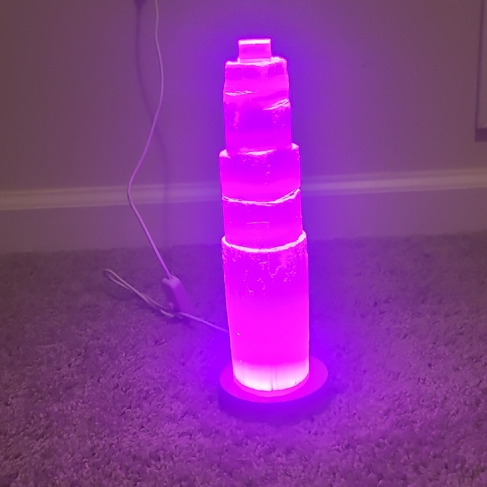 Selenite Tower With LED base